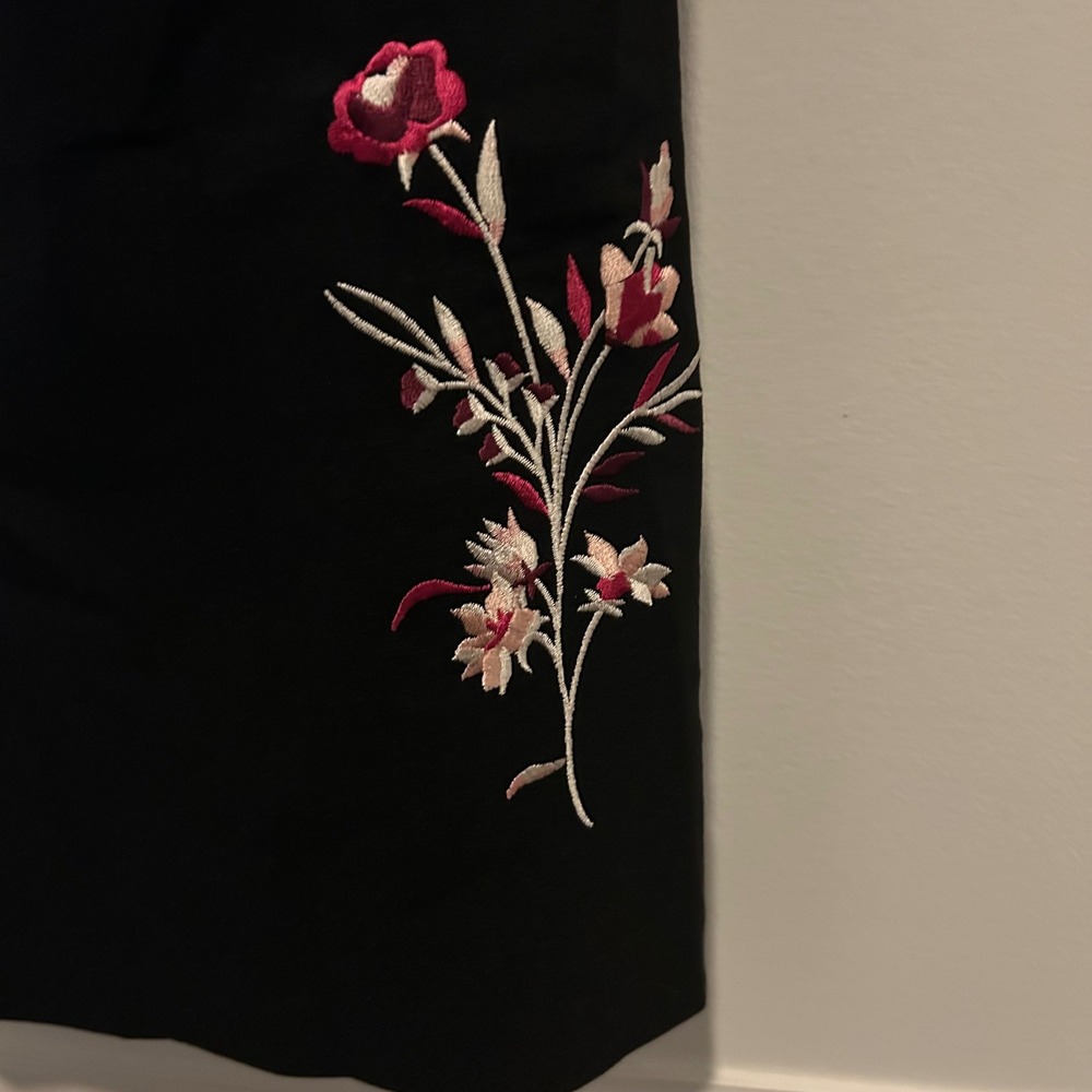 VTG Necessary Objects Black Dress Floral Embroidered Spaghetti Strap‎ Size M/L